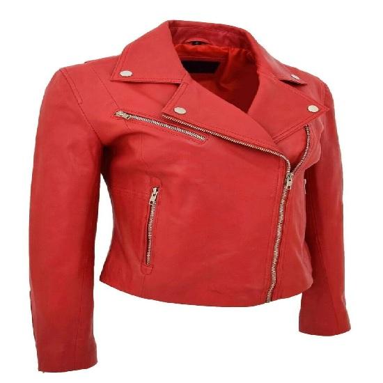 NOORA Women's Real Leather Biker Jacket