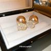 Real Gold Electroplated Silver Needle Zircon Pearl, a Two-wear Earring, French Niche High-end Stud Earrings, New Earrings for Women