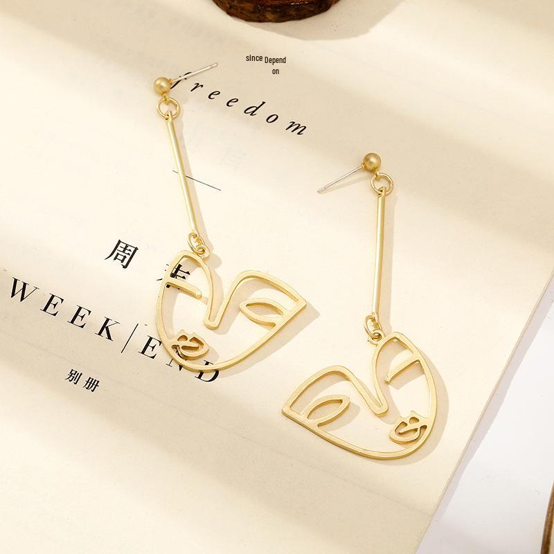 

Серьги-пусеты S925 из серебра с абстрактным дизайном лица, длинные, стройнящие, для женщин