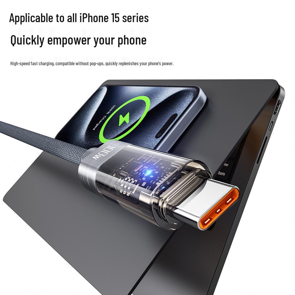 Toocki 100W Auto Power Off Transparent Type-C Cable for Huawei/Xiaomi