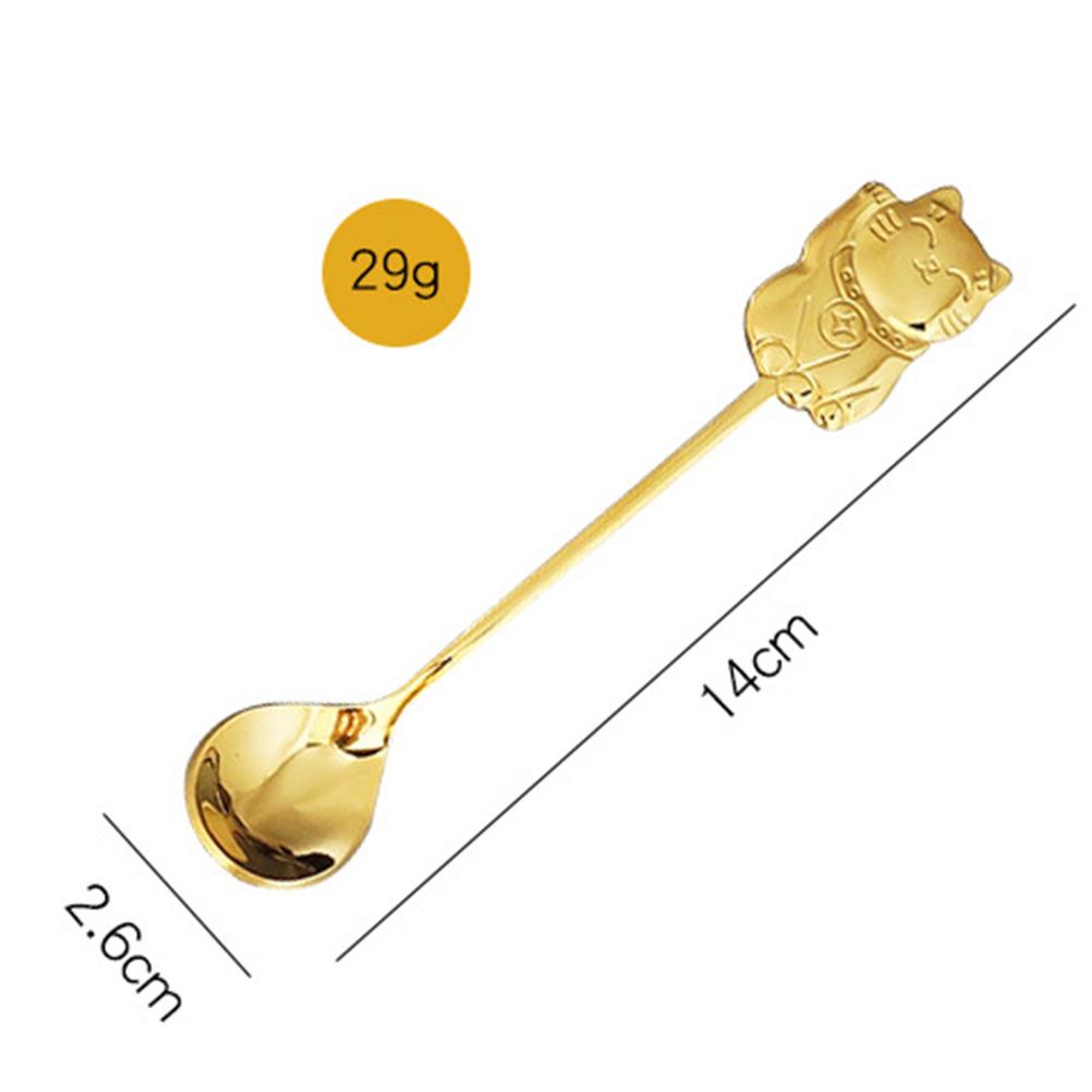 Luck Cat Coffee Stirring Spoon 304 Stainless Steel Colorful Creative Dessert Spoon For Tea Cappuccino Espresso Sugar