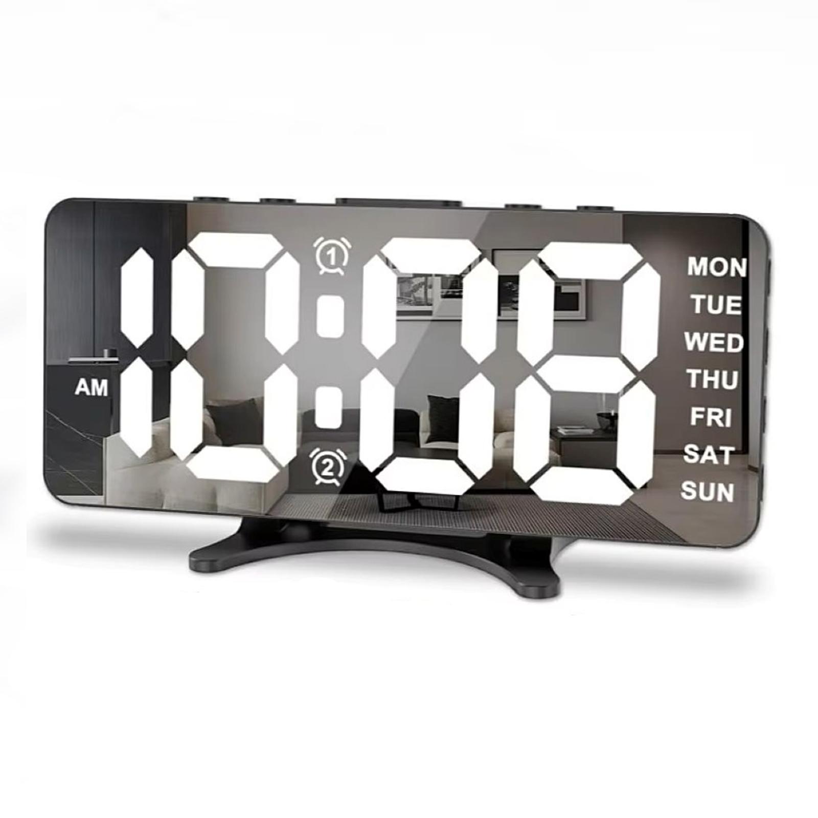 

Цифровой будильник с голосовым управлением, температура, дата, 2 будильника, повтор, ночной режим, настольные часы, формат 12/24 часа, питание от USB, светодиодные часы с постоянным свечением