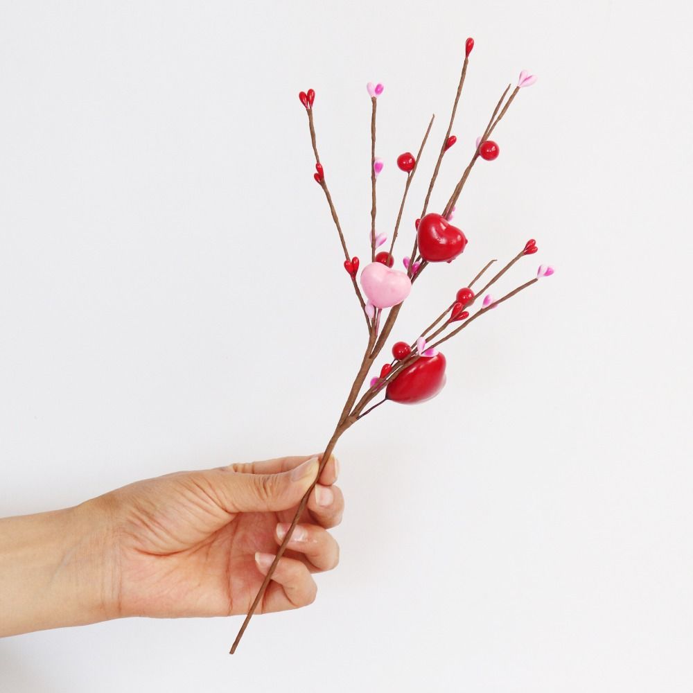 4Pcs Festival Artificial Heart Shaped Branches Happy Valentine's Day Decor  Home Living Room