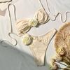 2 Teile/satz Frauen Bikini Hosenträger Open Back BH Quick 3D Blume Dekor Set Einstellbare Trocknen Slips Set