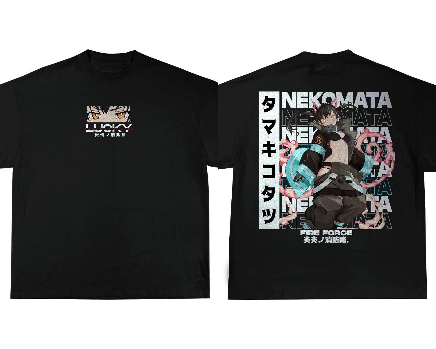 

Fire Force Anime T-shirt Summer Men Oversize Casual Cotton Short Sleeve High Street Harajuku Top Clothes Unisex Man Woman Tees L