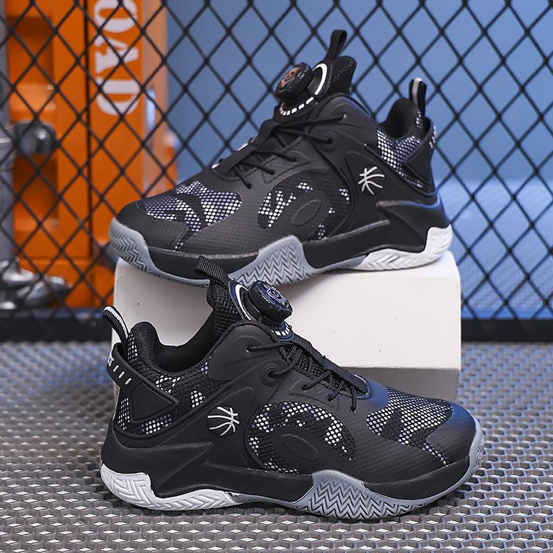 2025 spring new middle-aged and older boys mesh ventilation training running competition sports children's knob basketball shoes