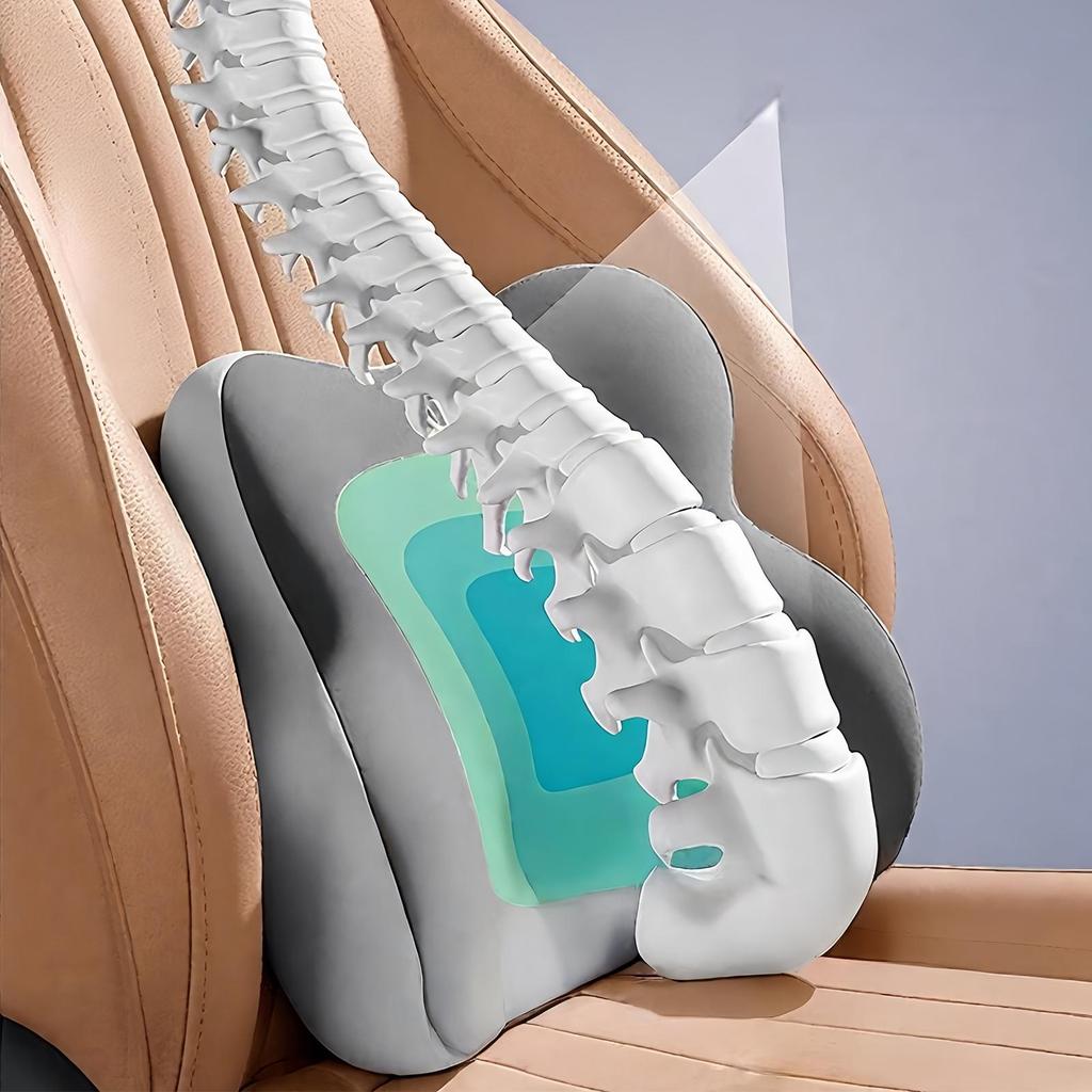 Car Seat Lumbar Support Ergonomic Breathable Memory Foam Cushion Car Neck Pillow Kit For Vehicle Truck Travel Trip Commuting