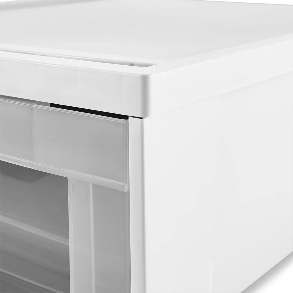 Small Stackable Storage Drawer Durable Resin Utility Organizer Clear Front Easy Care Home Office Dorm Apartment 19.75x15.5 X7
