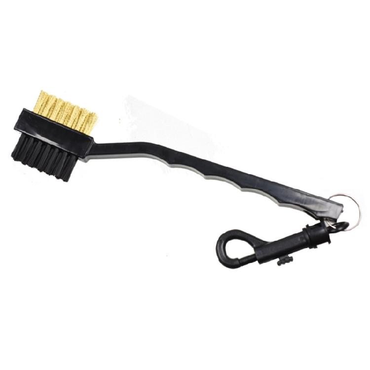 Double Sided Golfs Head Brush with Spikes for Cleaning Grooves Shoes Golfs Club Cleaner Brush with Retractable Carabiner