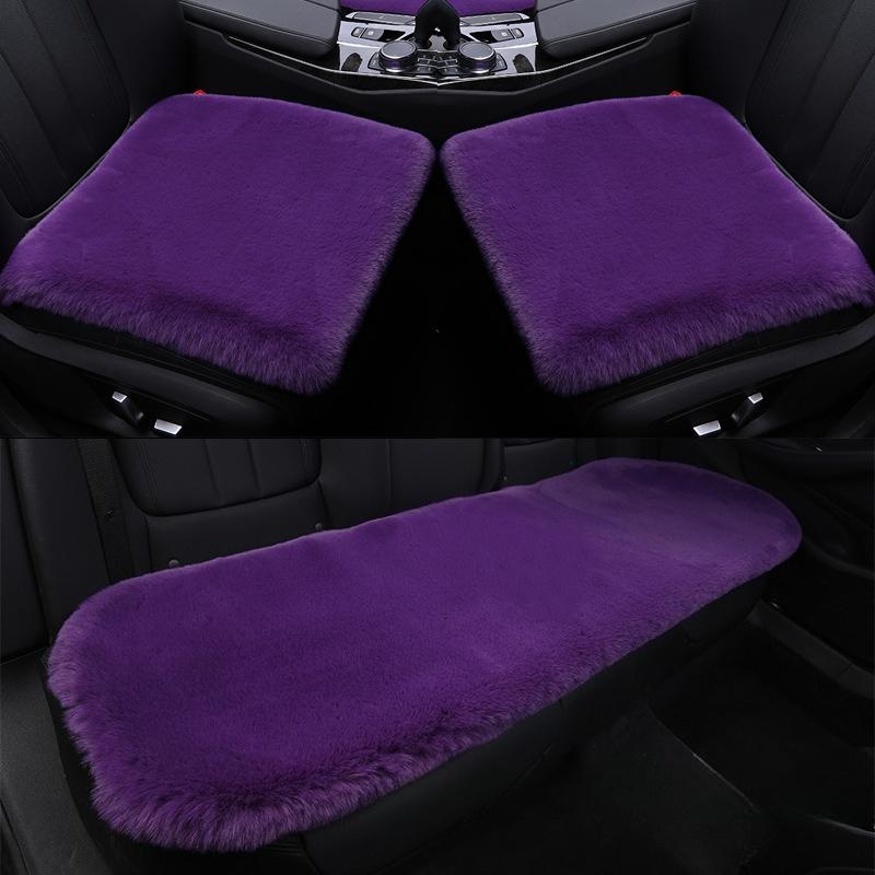 Winter Plush Car Seat Cushion Without Backrest Three-piece Set, Short Plush Warm Single Seat Anti-slip Plush Cushion for Rex Rabbits