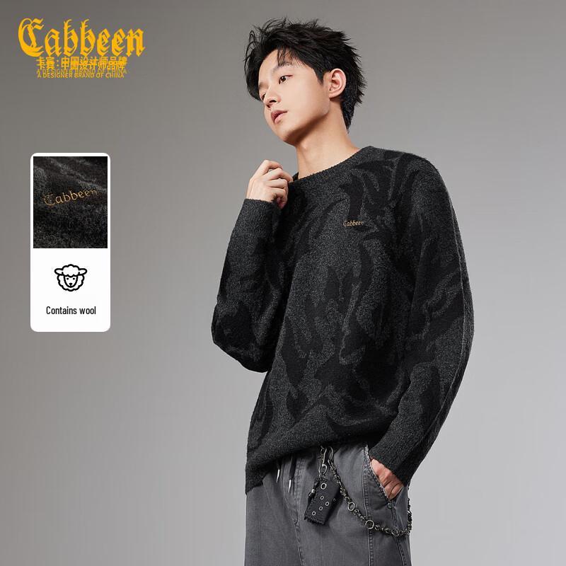 

CABBEEN Men s Wool Blend Abstract Texture Sweater L