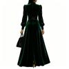 Women's Casual Fashion Velvet Dress Long Sleeve V-Neck Color for Daily Wear