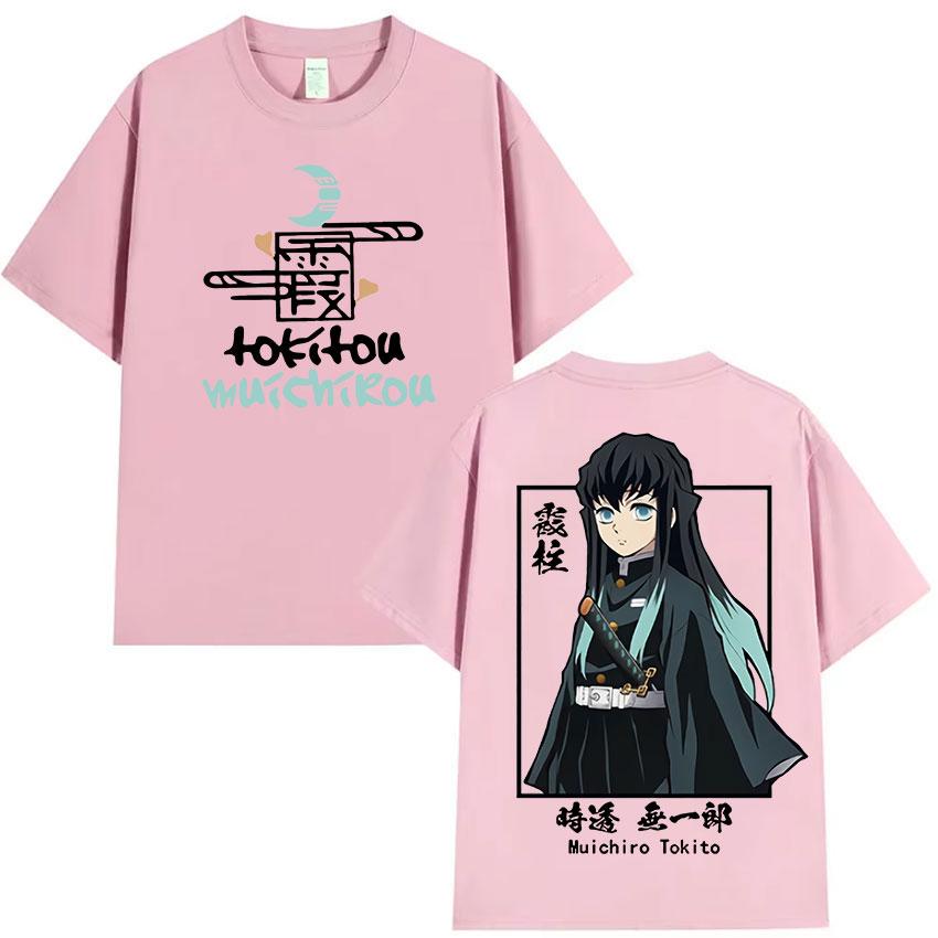 Anime Muichiro Tokito Vintage Graphic Tee Shirt Mens Women Clothing Fashion Oversized T-Shirts Gothic High Street Cotton T-Shirt