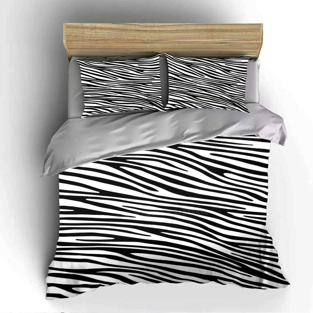 Zebra Stripe Black and White Bedding Set Bedding set (1 duvet cover, 2 pillowcases, duvet not included)