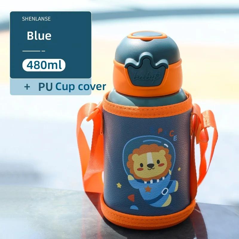 

480 мл Детский термос Милая детская термобутылка для воды с соломинкой Кружка-термос из нержавеющей стали для детей Портаивный стакан для воды 480ml