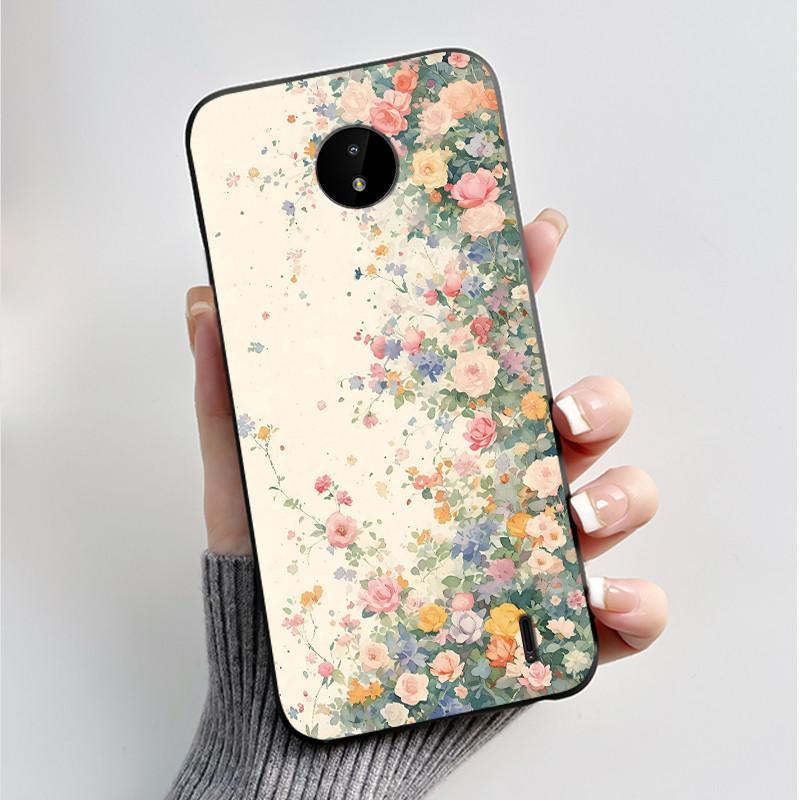 For Nokia C10 C20 C20 Plus Phone Case Luxury Fashion Butterfly Flowers Black Soft TPU Full Protective Cover For NokiaC10 Casing