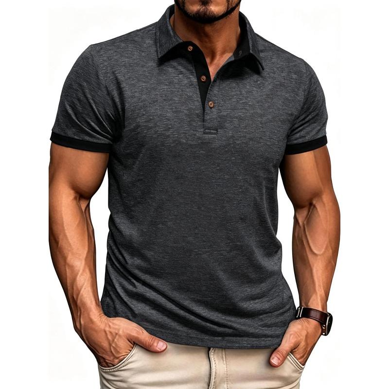 Men's Light Blue Contrast Trim Polo Shirt Short Sleeve Slim Fit Golf Shirt