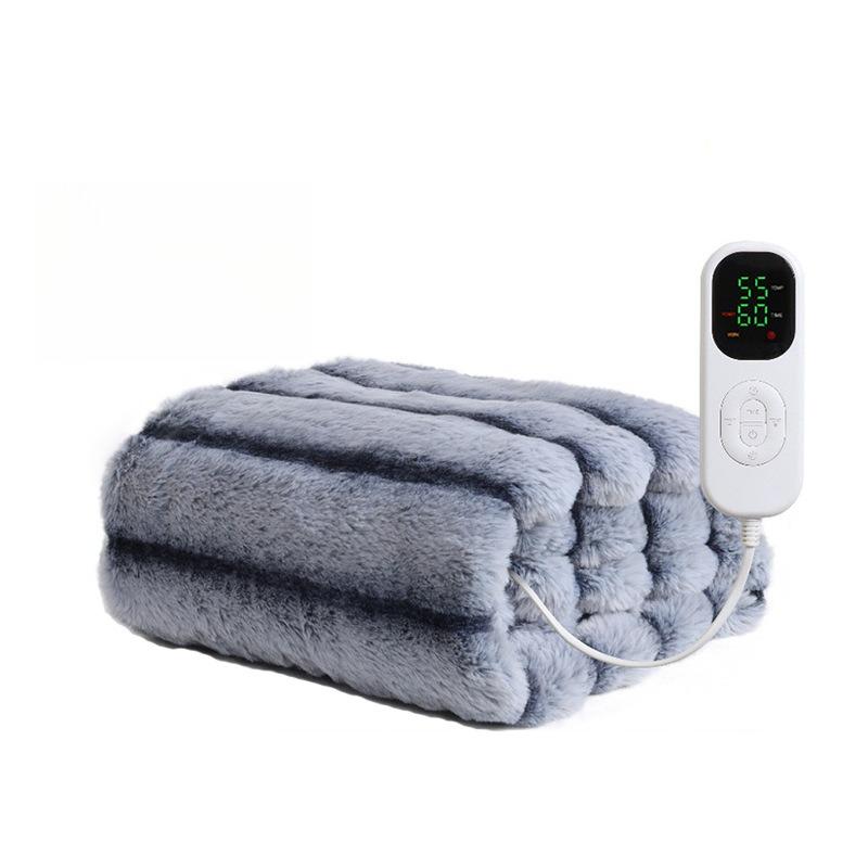 Imitation Rabbit Fur Striped Electric Blanket Warm Leg Blankets European and British Standard Plug Heating Blankets Double Layer Plush Bed Sheets