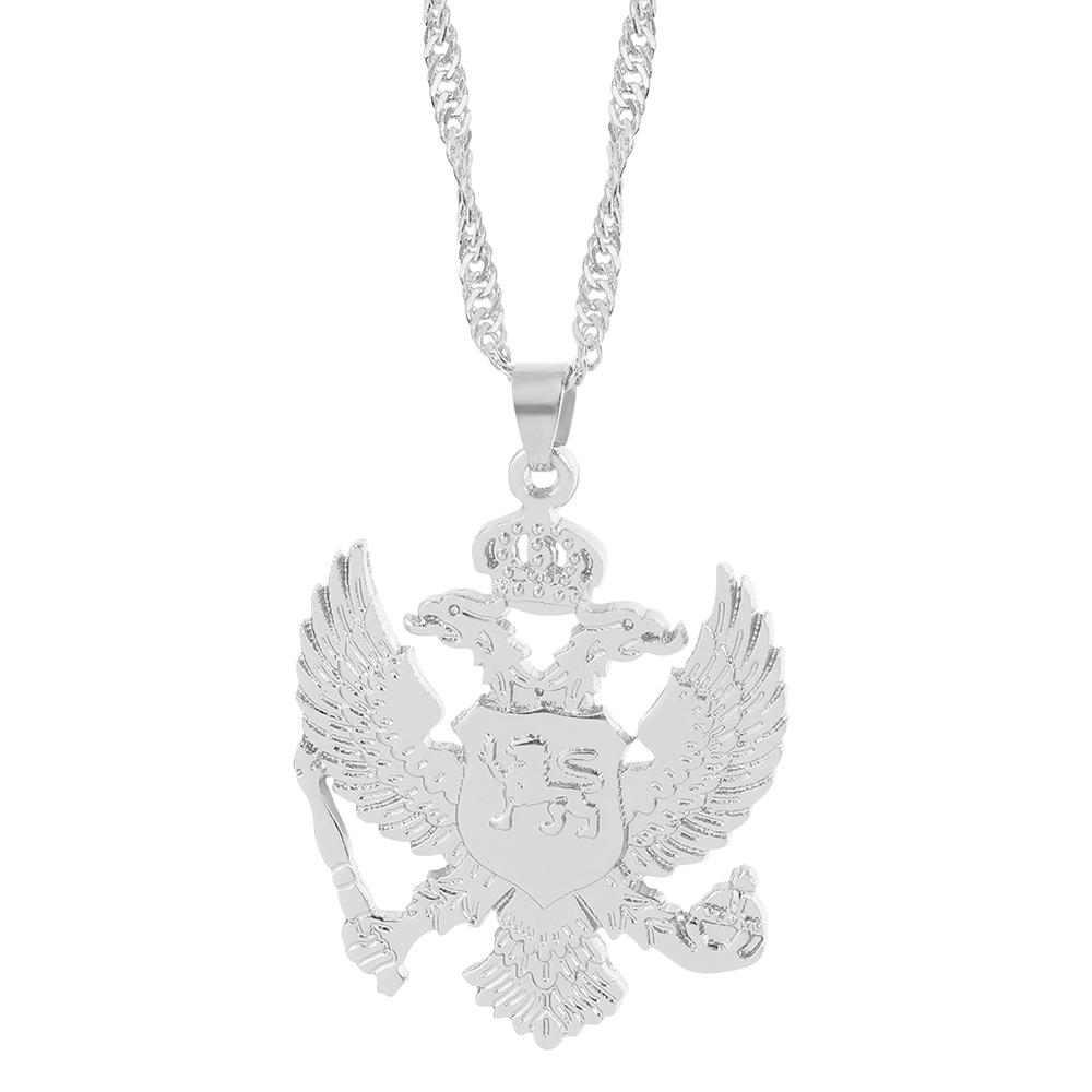 Albanian Eagle Pendant Necklace Gold Albanian Double Headed Eagle Choker Chain Jewelry For Ethnic Gifts
