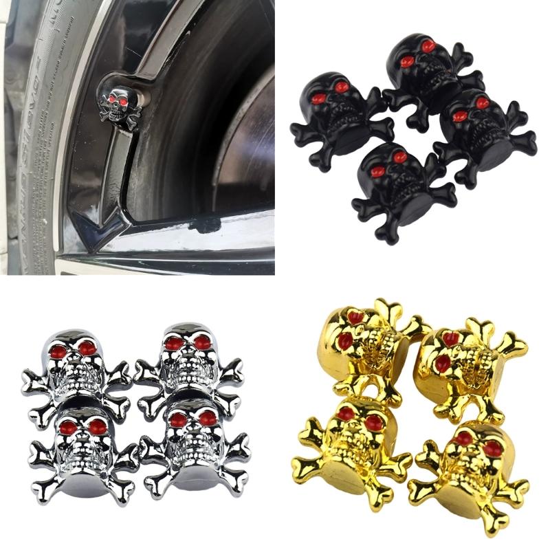 4Pcs Seal Stem Cover Skull Style Car Wheel Tire Valves Stem Caps Tire Accessory for SUV Truck Car Tyre Air Pressure Caps