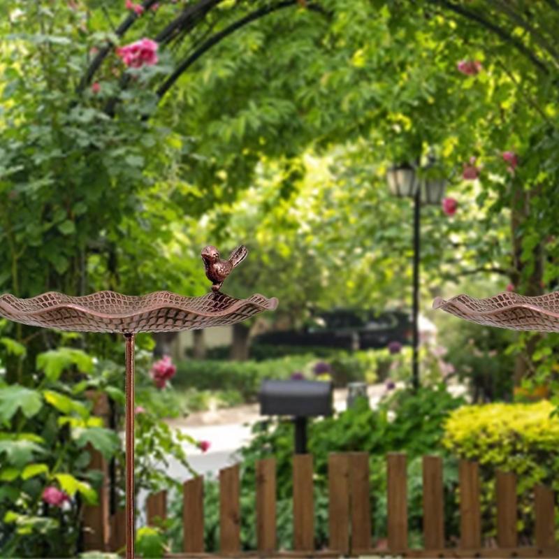 Heavy Duty Metal Bird Bath Water Dish Outdoor Watering Station Rustproof Finish Vintage Garden Decoration Easy to Clean