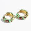 Traditional Flower Enamel Ear Rings Chinese Glaze Ear Jewelry Chinese Style Earrings  Jewelry
