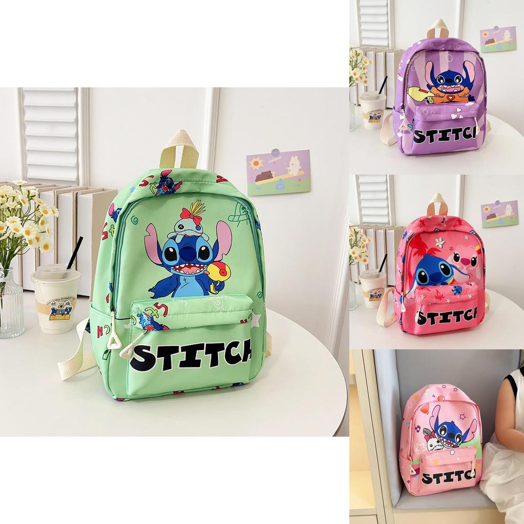 Stitch Children Cartoon Print School Backpack With Breathable Nylon For Kindergarten Kids
