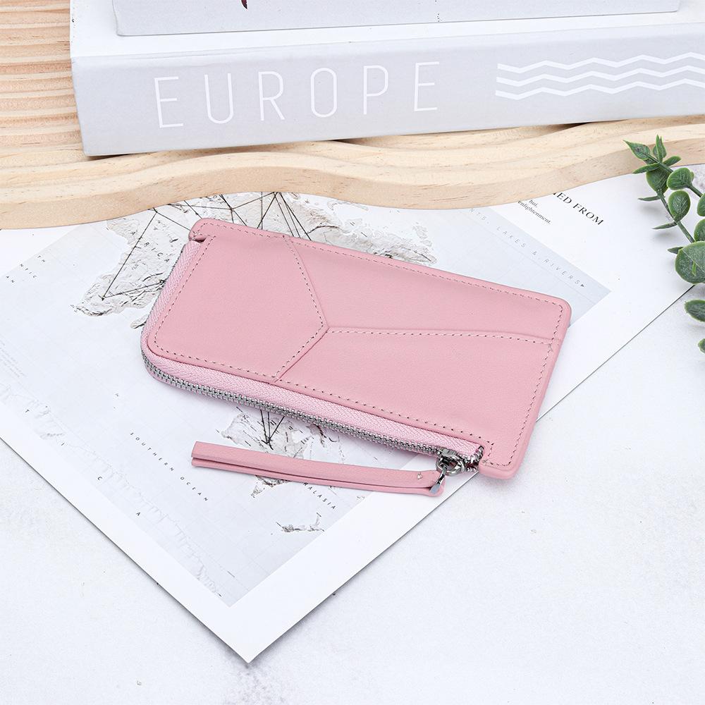 

Leather splicing change bag women s new fashion versatile multi-card short small wallet cowhide certificate small card bag рожевий