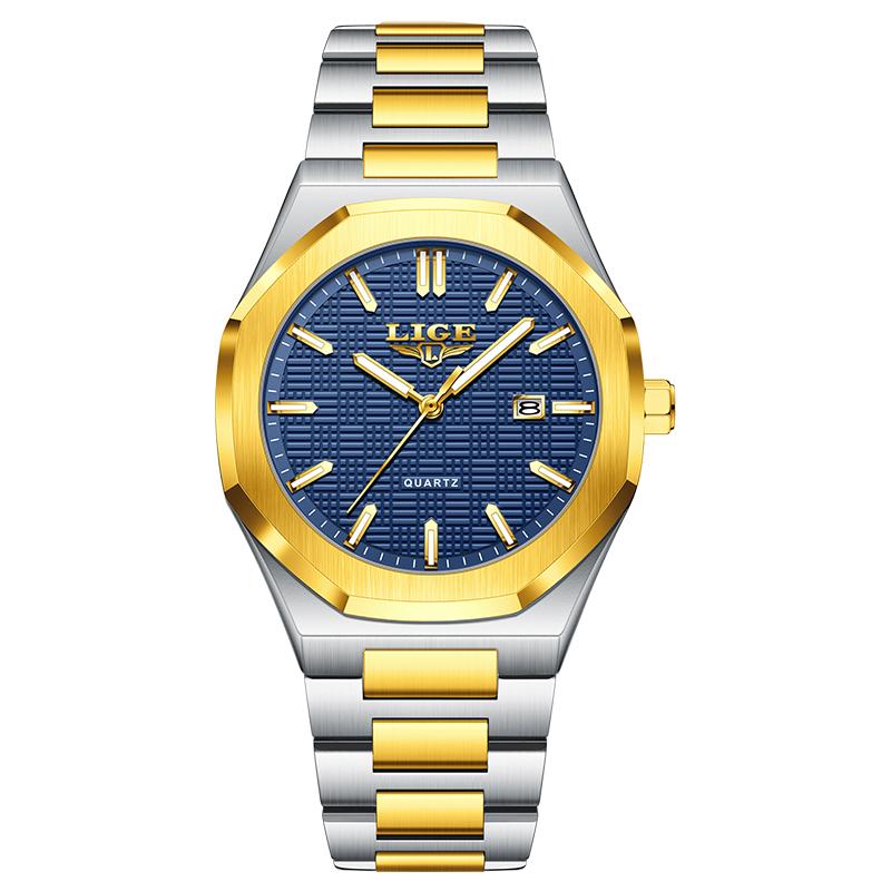 Fashion LIGE Top Brand Luxury Mens Watches Business Steel Quartz Wristwatches 30M Waterproof Luminous Watch Men Gifts Reloj