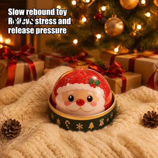 Jelly Texture Glitter Squeeze Toys Christmas Bun Toy with Steamer, Soft Sensory Fidget Toy, Cute Stress Reducing Desk Accessories Slow Rising