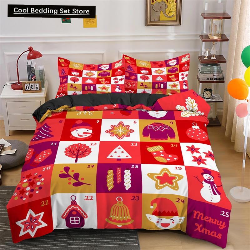 3D Merry Christmas King Queen Bedding Set Kids Cartoon Santa Snowman Deer Comforter Cover XMAS Duvet Cover Polyester Quilt Cover
