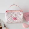 Quilted Pen Pouch Grid Pattern Handheld Makeup Bag Multi-functional Bowknot Pen Bag  Travel