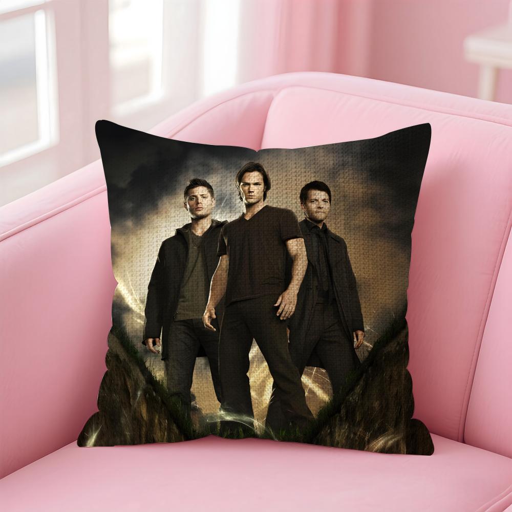 SSupernatural TV Series Cushion Cover Natural Linen Pillow Case DoubleSided Print Decorative Sofa Pillowcase Home Decor Gift