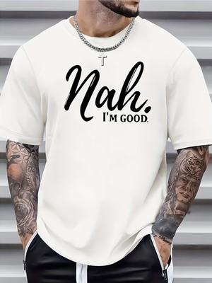Summer Men's T-shirt Loose O-neck Short Sleeve Men's Summer Casual Loose Size Nah I'm Good 3D Print Round Neck Short Sleeve T-shirt Top