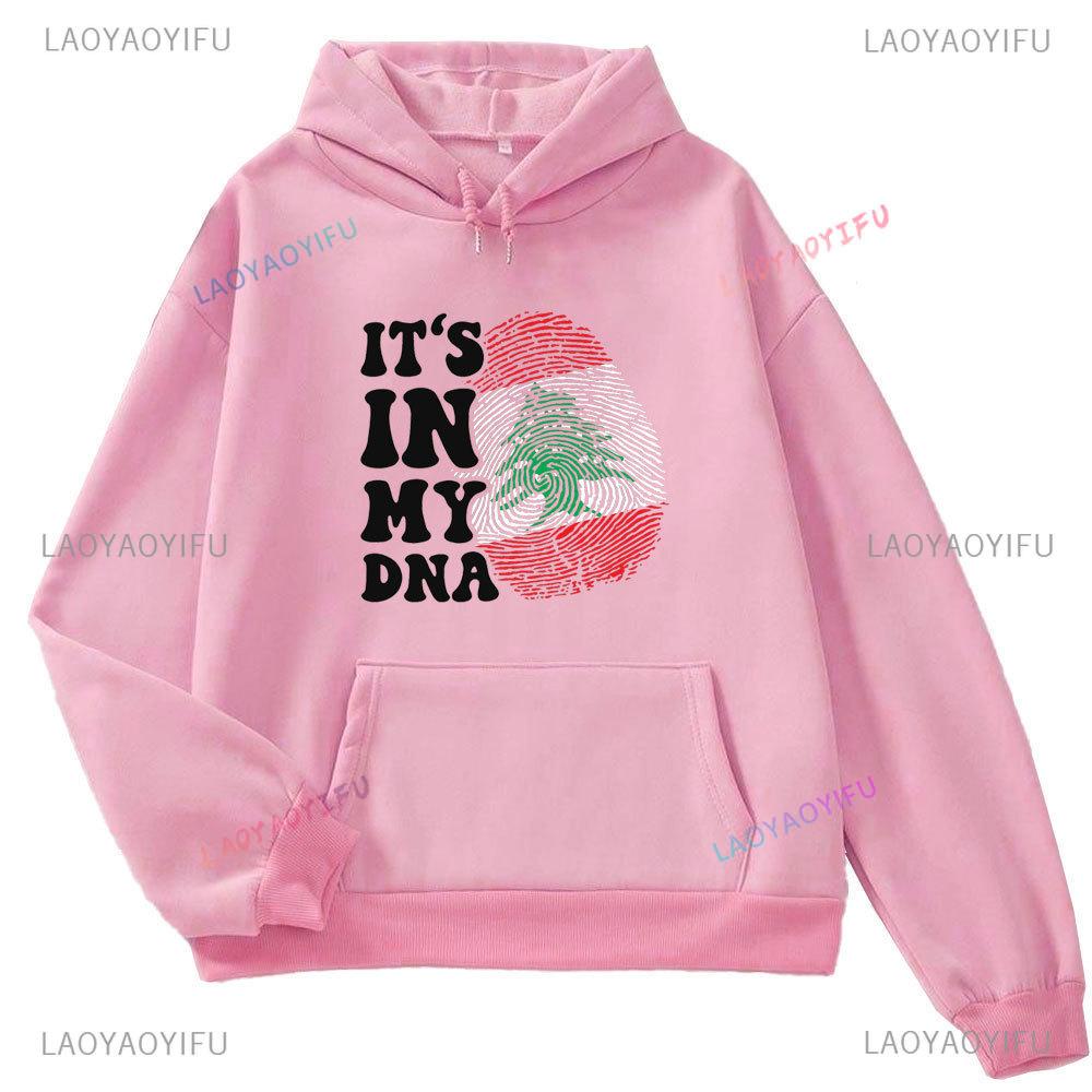 This Is Not My Dna Lebanon Flag Map Men's Long Sleeve Hoodie Autumn/Winter 2024 Lebanon Map Graphic Print Autumn Sweatshirt