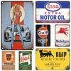 Vintage Decor Shabby Chic Metal Tin Signs Gulf Esso Agip Man Cave Wall Decoraion Motor Oil Garage Wall Stickers Gas Decor Pla