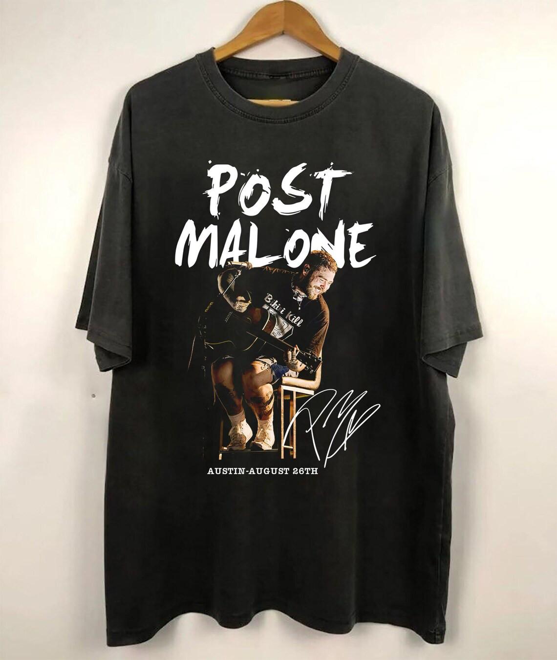 Post Malone Signed Guitar Fan Concert 2024 Album Unisex Shirt Full Size SB101 XL