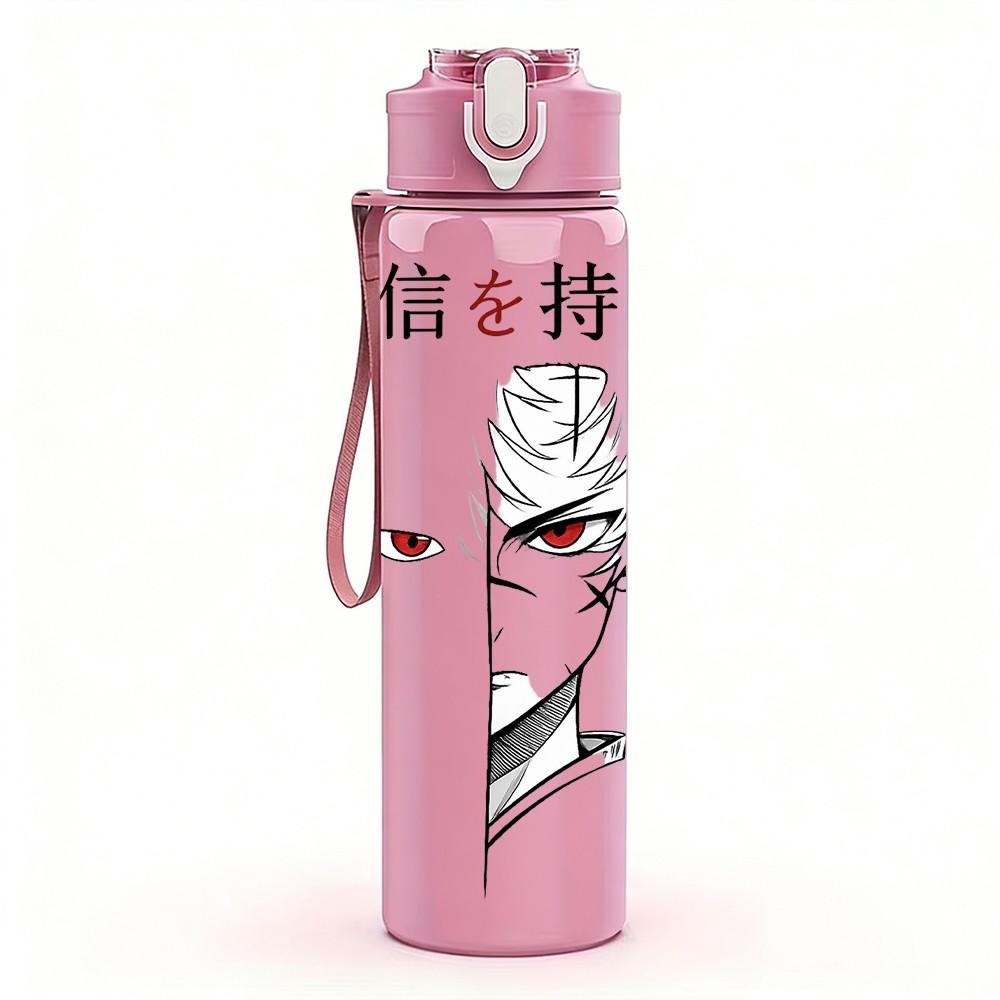 1PC Japanese Samurai Minimal Line Art 750ml Color Plastic Sports Water Bottle Leakproof Flip Straw Lid Suitable for Sports Office Home Use