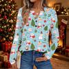 Women's Christmas Print Long Sleeve Shirt Elegant Casual Holiday Top