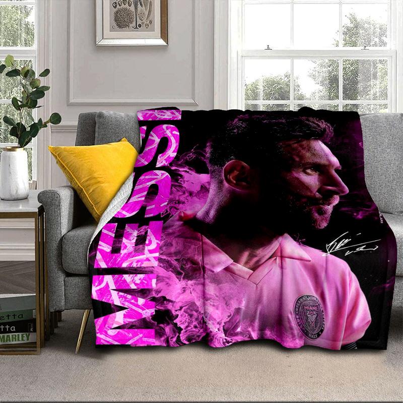Messi's Pink Portable Blanket/Soft Blanket Bedding Blanket Suitable for Travel Camping Living Rooms Offices Sofas Fan Gifts