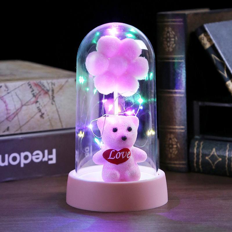 Bear bouquet ornament Valentine's Day gift Qixi Festival holiday gift desktop decoration ornament eternal flower night light