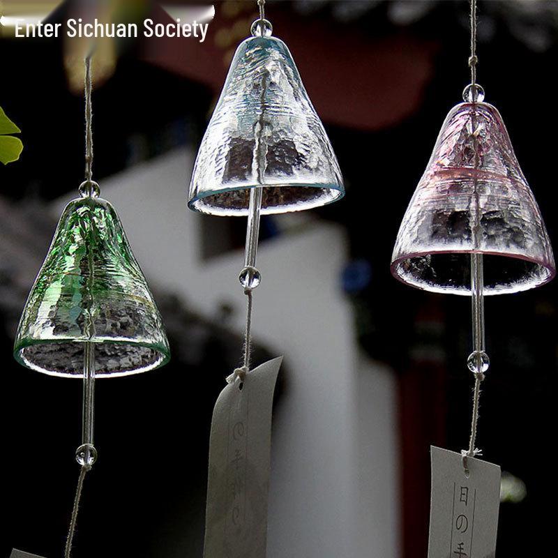 Takumi Tsugaru Handmade Japanese Glass Wind Chime Pendant - Painted Crystal Home Decoration синий