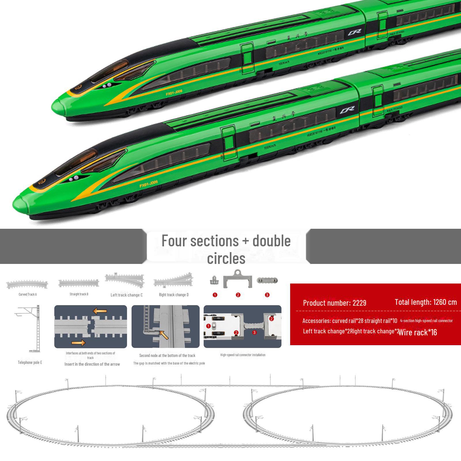 

Модель поїзда зі сплаву високошвидкісної залізниці Fuxing - іграшка-симулятор для збирання для хлопчиків