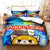 Personality Aggretsuko Anime Bedding Set New Soft Duvet Cover Pillowcases Cute Red Panda Print Bed Set for Kids Adults Bedroom D