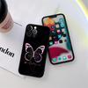 Butterfly Love Black Phone Case for iPhone 11 15 16 Pro Max Case Coque 14 Plus 13 Pro 12 11 XS 16 8 SE 2020 15Pro TPU Soft Cover