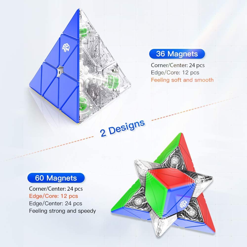 Bucubke GAN Pyraminx Enhanced 60 Magnetic Puzzle Stickerless Magic Cube 3x3 Magnet Triangle GAN Pyraminx Magnetic Speed Cube Built-in (Enhanced GES+