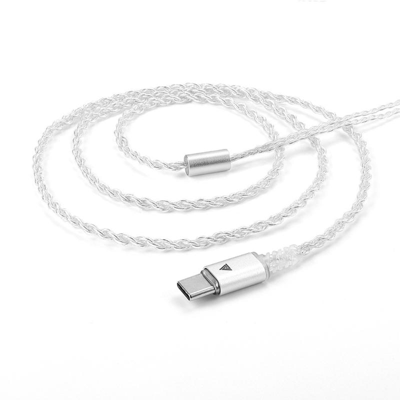 

Durability HiFi Earphone Replacement Cable with Microphones 4Strand Braided with Easy to Change Type C Plugs 120CM срібний