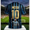ميسي رقم 10 قميص منتخب الأرجنتين لكرة القدم قميص مخطط بالأزرق والأبيض للرجال والنساء قمصان بأكمام قصيرة لمشجعي كأس العالم لكرة القدم