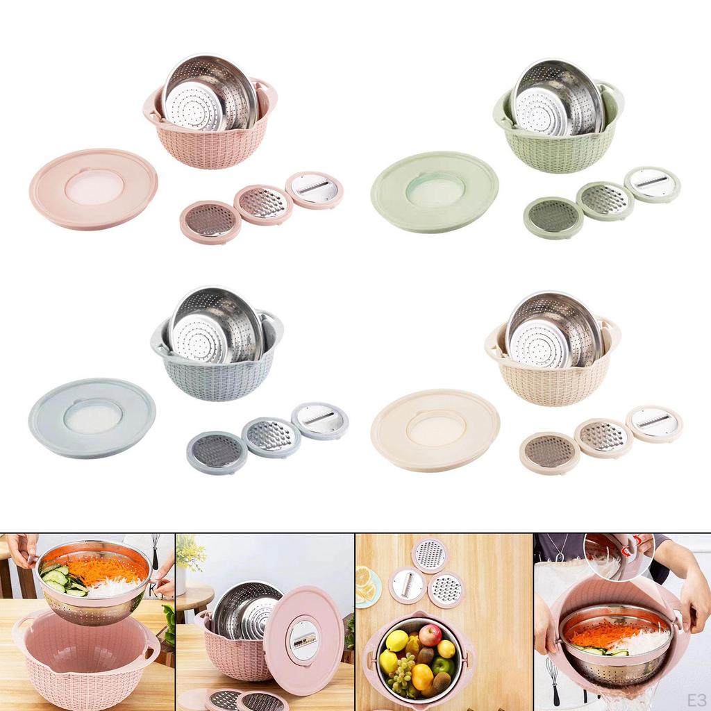 Colander with Mixing Bowl Set Fruit Vegetable Washing Basket Detachable Washer for Grapes Beans