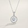 Elegant Double Halo Round Moissanite Circle Pendant Necklace S925 Silver VVS Round Brilliant GRA Certified Delicate Necklace